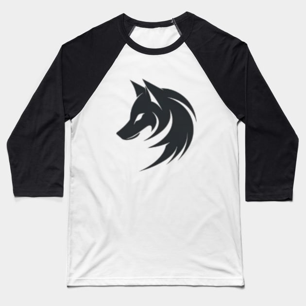 Frost Moon Wolf Shadow Baseball T-Shirt by 2088DesignLab